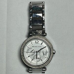 Michael Kors Silver Crystal-Accented Women's Watch